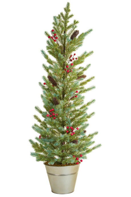 48" Green Pvc Christmas Trees with Silver Planter