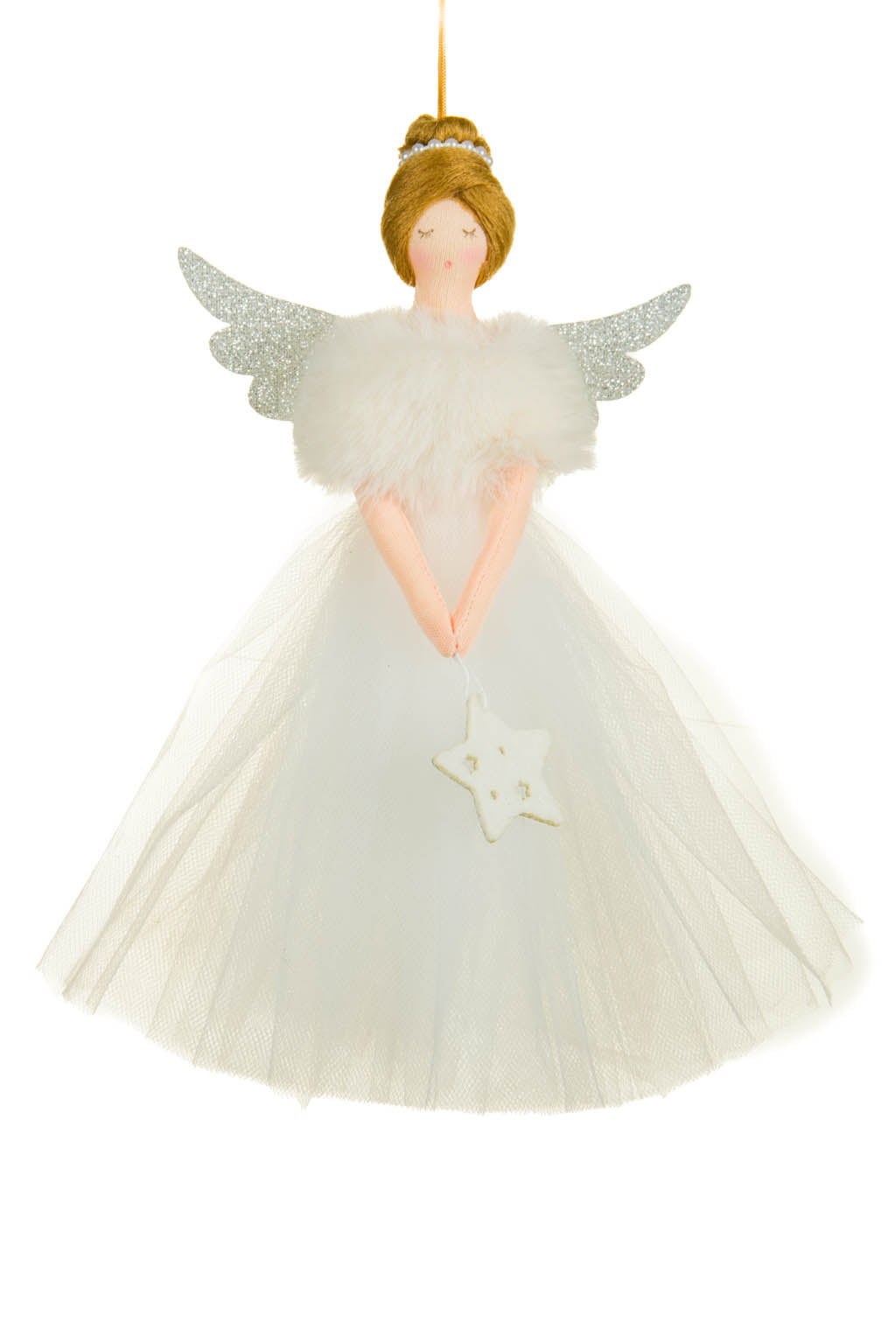 8" Hanging White Cloth Sleepy Fairy Doll