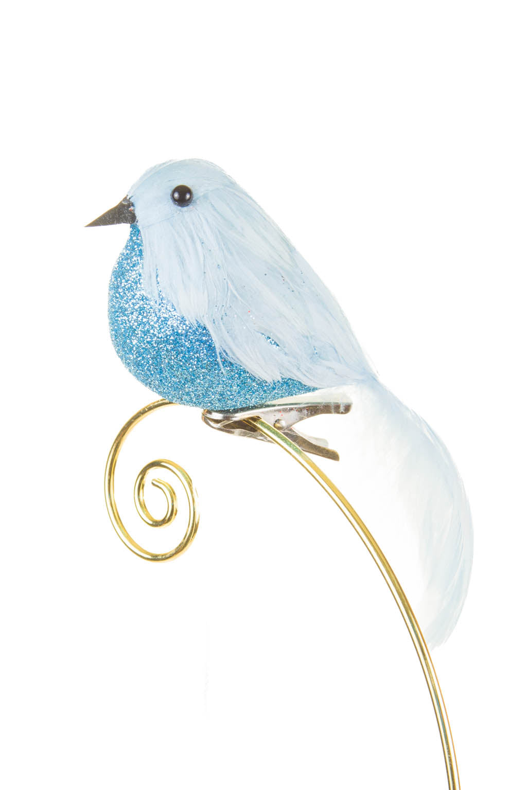 4.5" Googly-Eyed Clip-On Baby Blue Foam Bird Ornament with Glittered Body