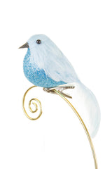 4.5" Googly-Eyed Clip-On Baby Blue Foam Bird Ornament with Glittered Body