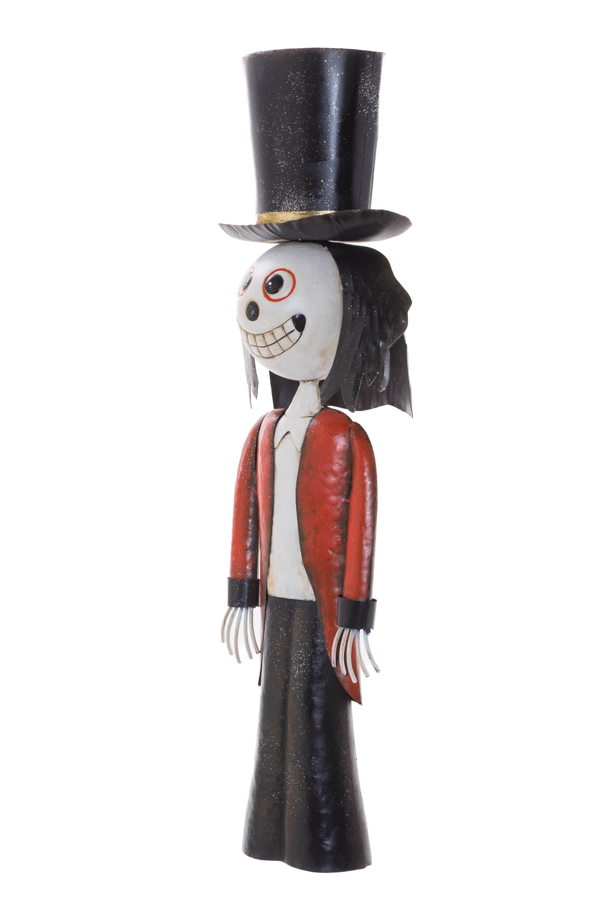 27.5" Black and White Metal Mr. Skellington Figure