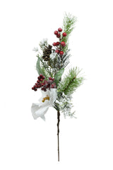 25" Green Pvc Poinsettia Spray with Red Berries