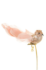 6" Googly-Eyed Clip-On Rose Gold Foam Bird Ornament with Glittered Body