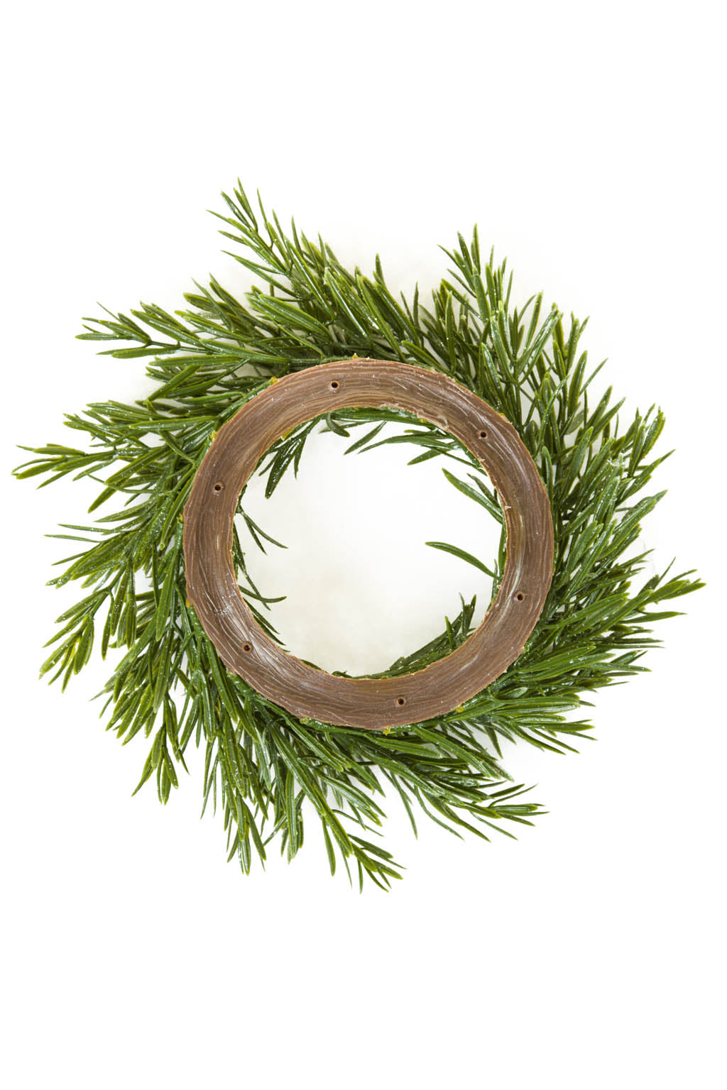10.5" Hangable Green Pvc Mini Wreath withLeaves