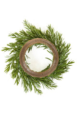 10.5" Hangable Green Pvc Mini Wreath withLeaves