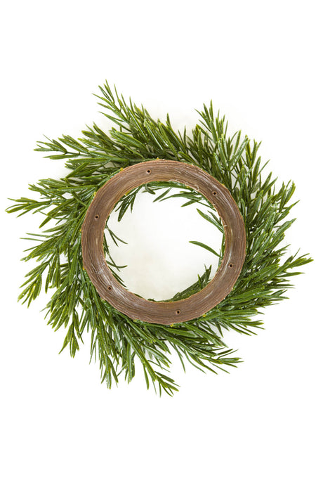 10.5" Hangable Green Pvc Mini Wreath withLeaves