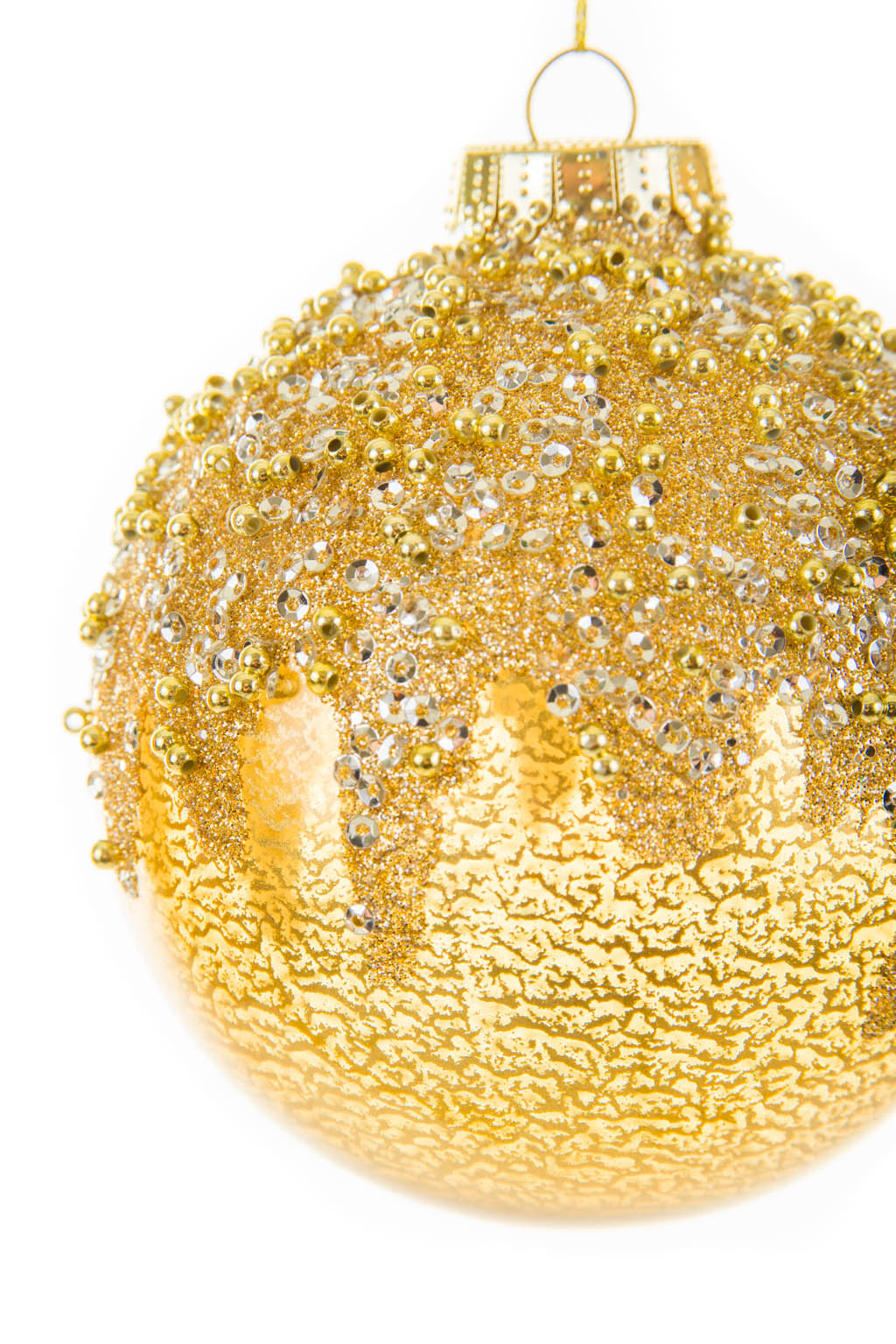 4.25" Hangable Gold and Silver Glass Festive Ball Ornament