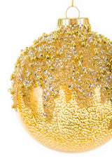 4.25" Hangable Gold and Silver Glass Festive Ball Ornament