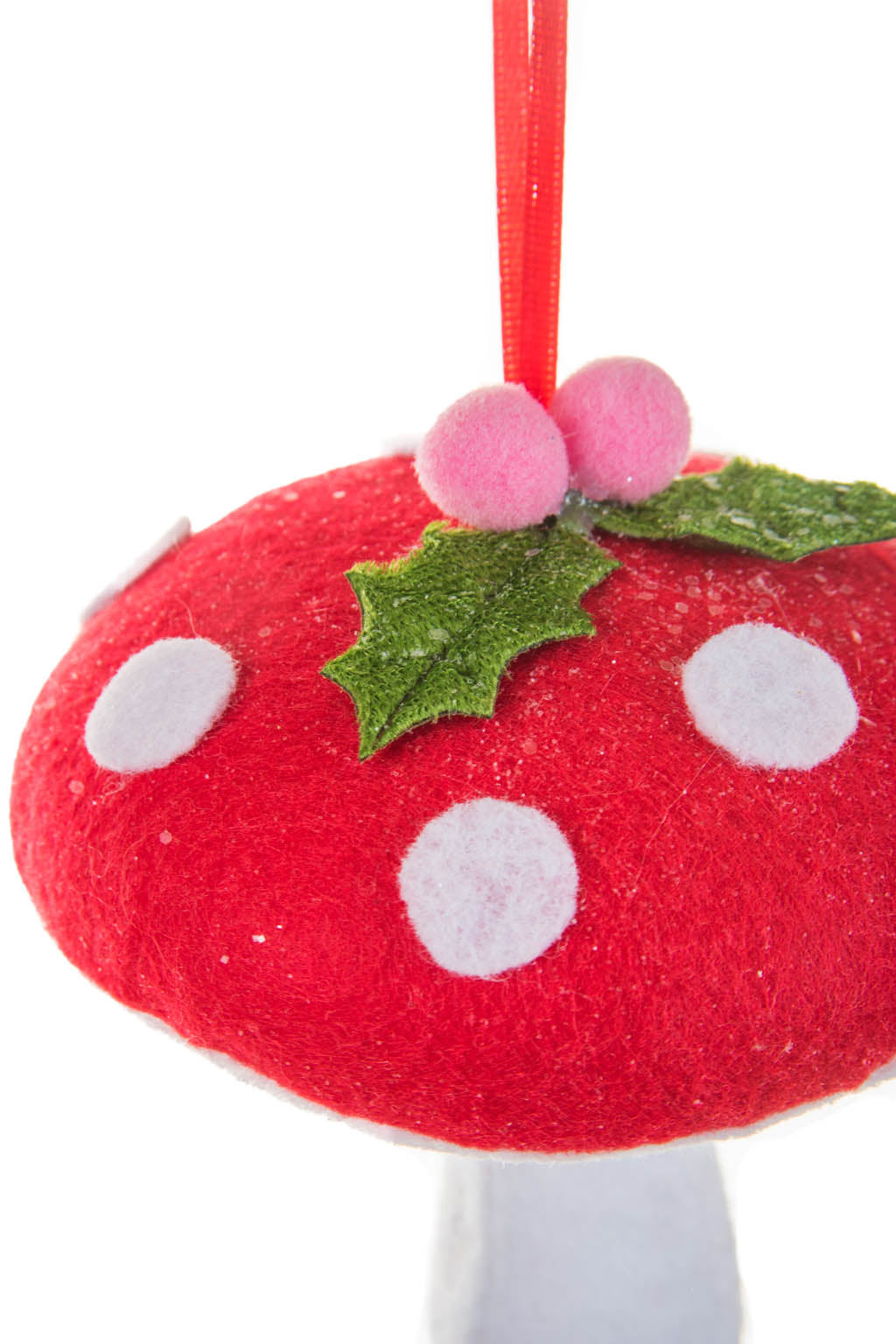 4" Hangable Red and White Foam Mushroom Ornament with Spores