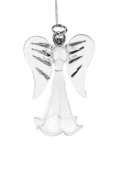 4" Hangable Clear Glass Cherub Girl Ornament with Flute