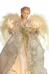 12" Ivory and Gold Cloth Modern 10-Light Angel Tree Topper