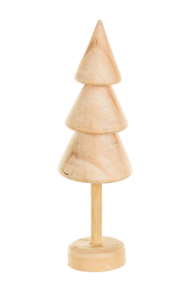 6.75" Small Beige Wooden Conical Tree Accent