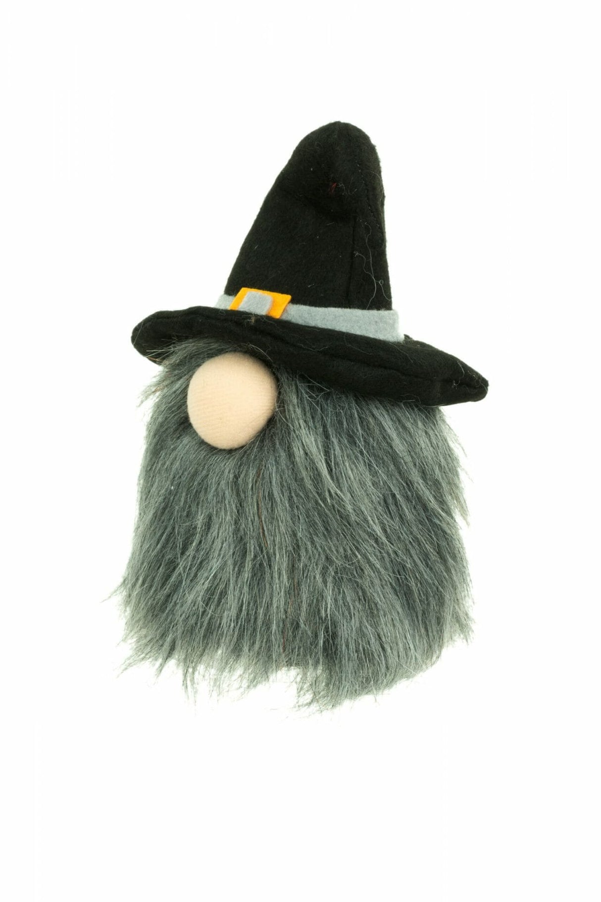 7" Black and Gray Cloth Halloween Gnome Doll with Witch Hat