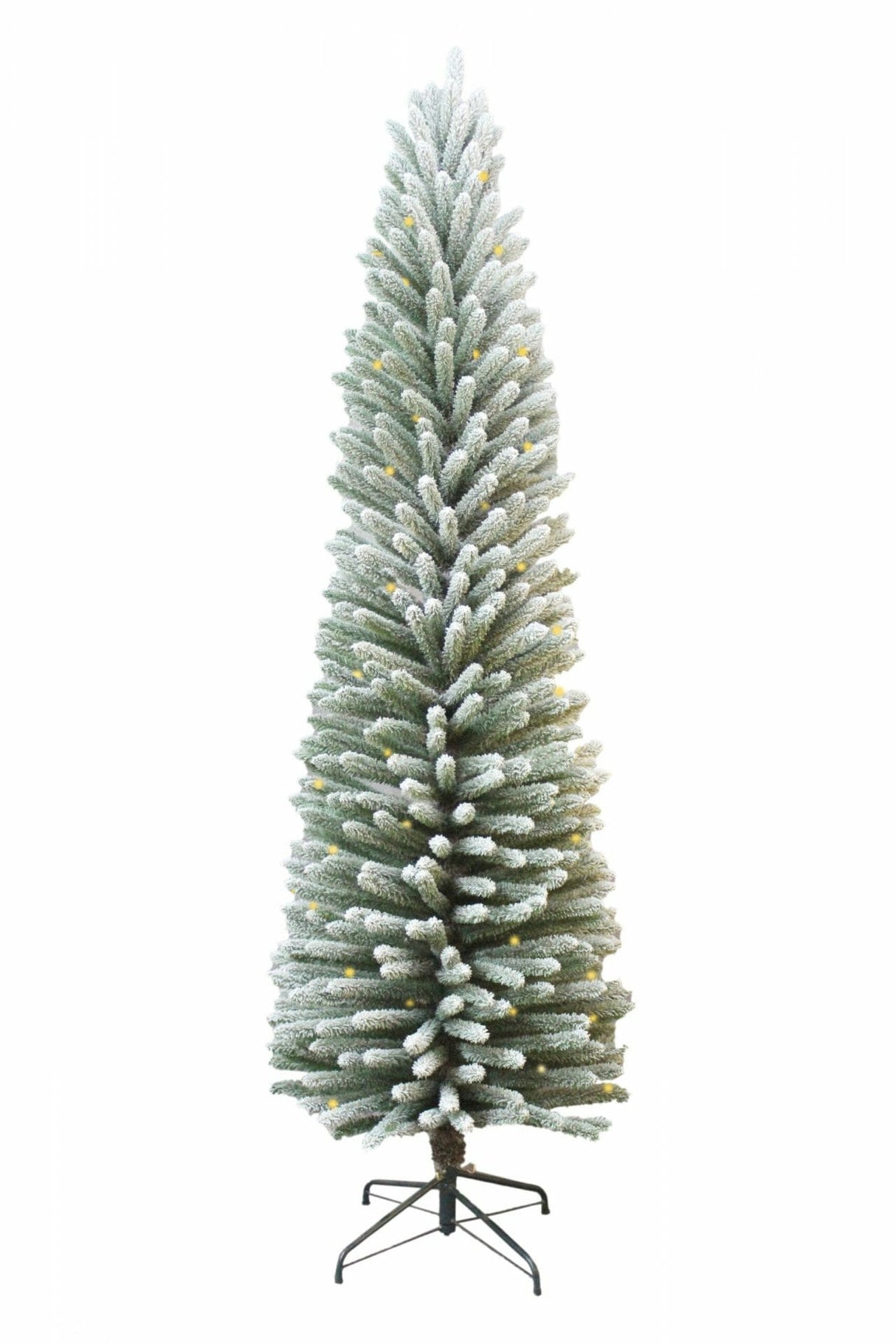 108" Frosted Green and White Pvc Pre-Lit LED Christmas Tree with Metal Stand