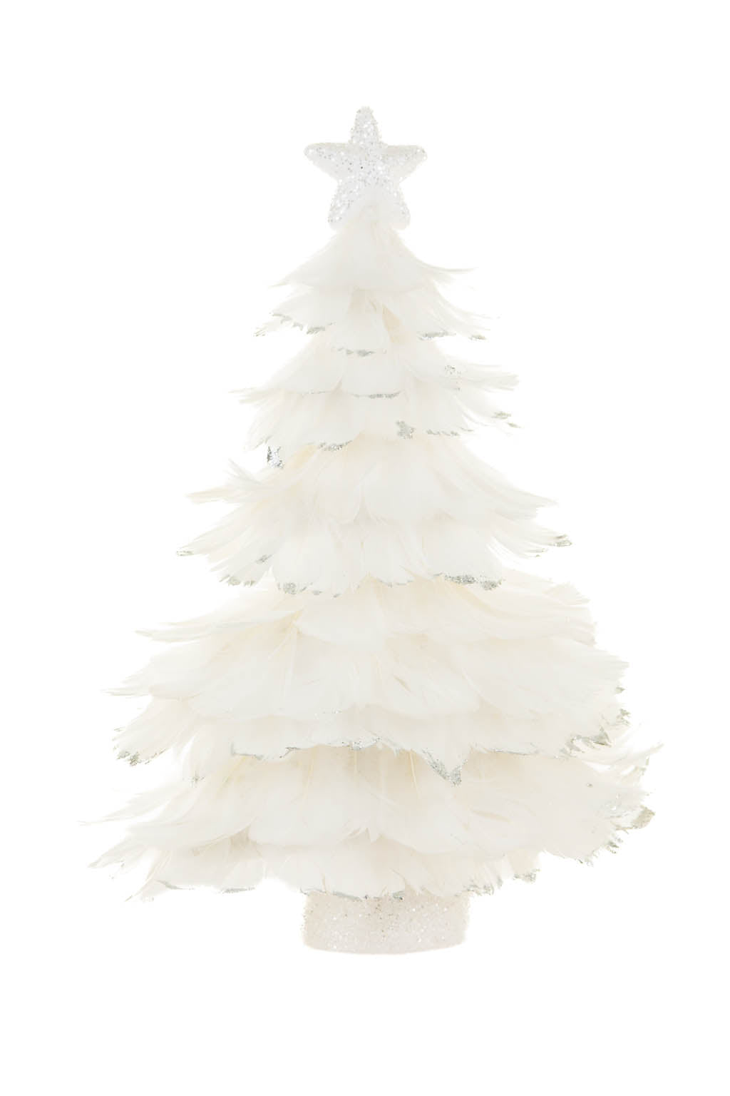 15" White Foam Star Topper 11 Tier Decorative Feather Christmas Tree