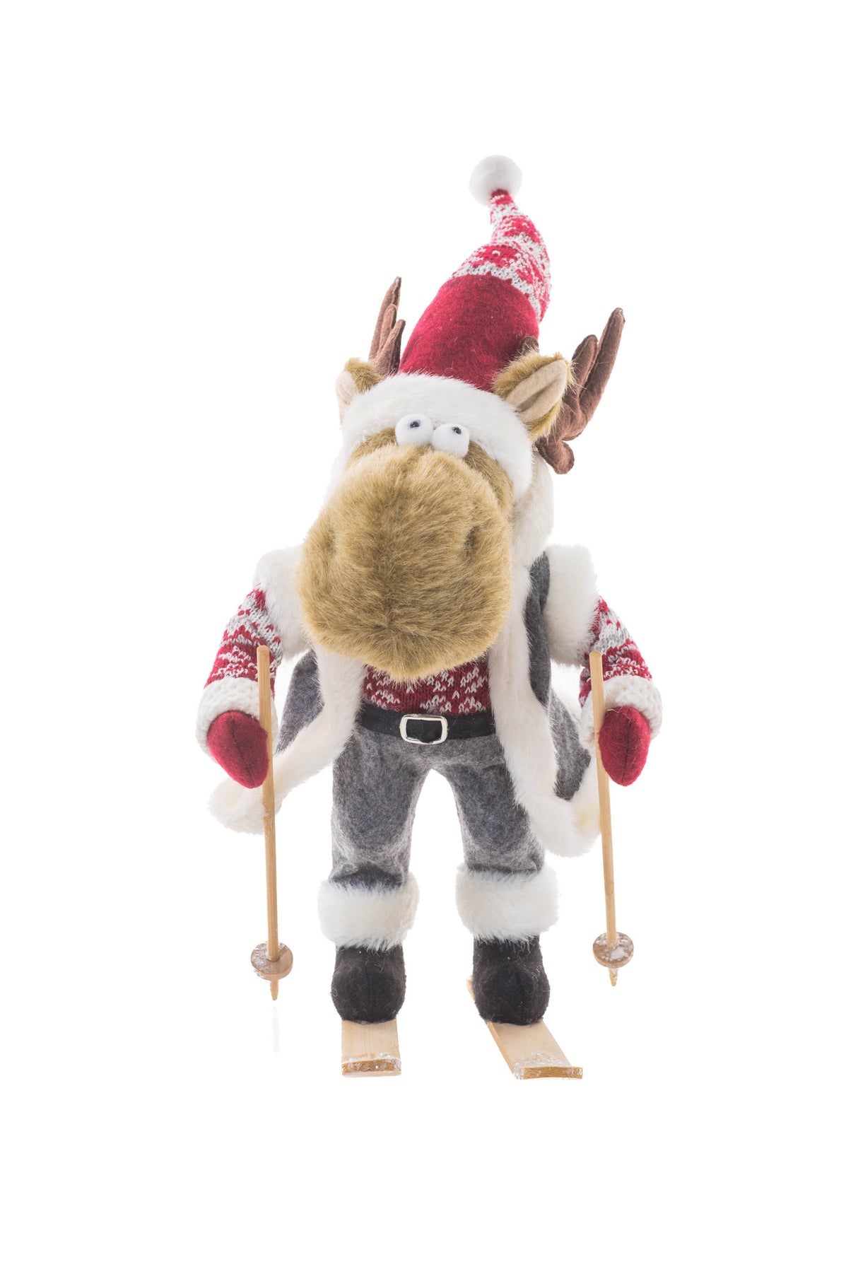 14" Striped Gray and Brown Cloth Moose Figurine