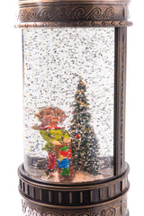 10.5" Brown Plastic English Mailbox LED Snow Globe with Working Elf