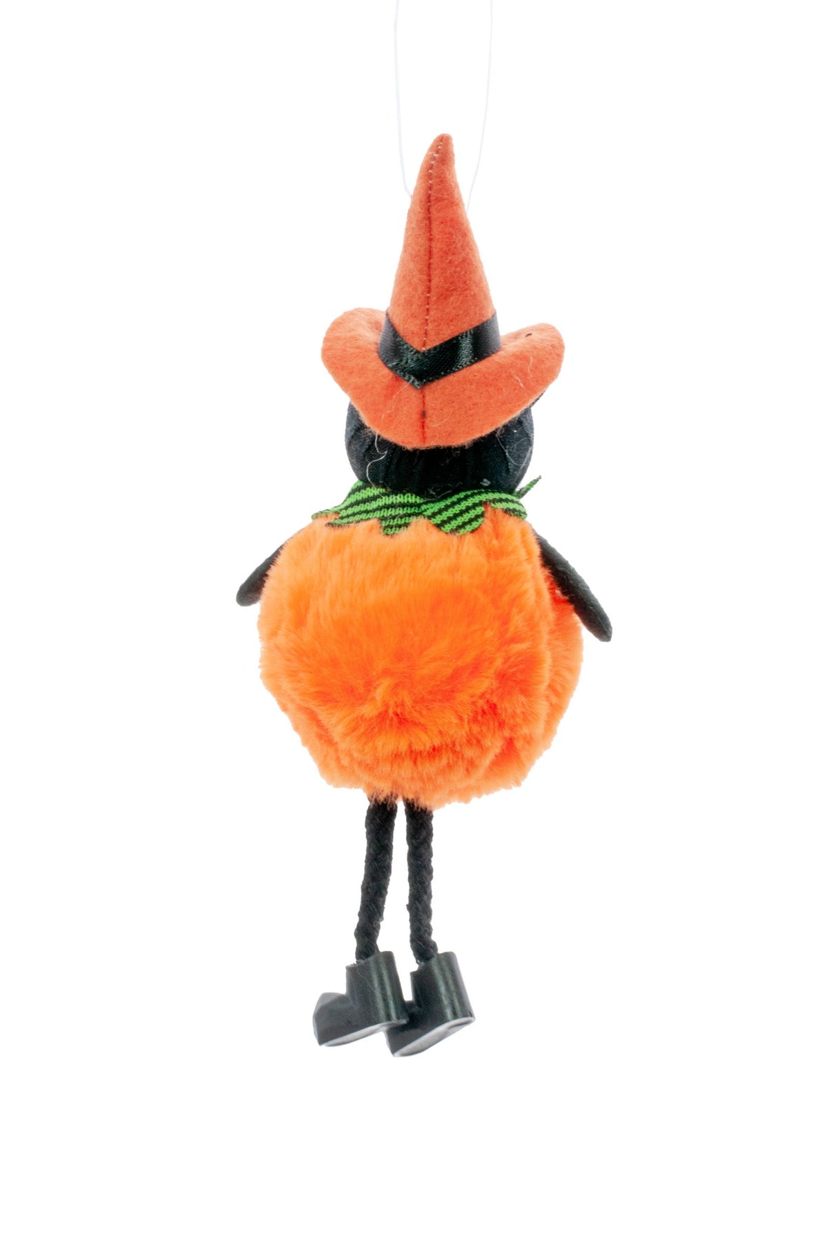 8" Sitting Orange and Black Cloth Cat Figurine with Pumpkin Body