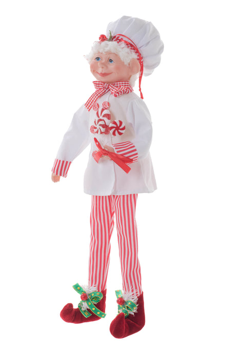 20" Hangable Red and White Cloth Candy Elf Figurine with Adjustable Legs