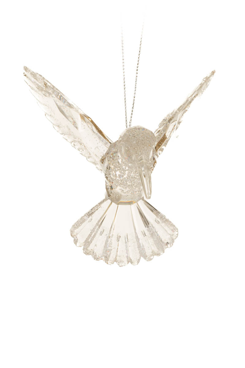 3.5" Crystalline Hanging Clear Acrylic Hummingbird Ornament