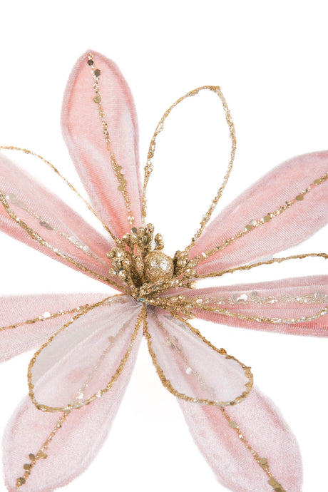7.85" Pink Cloth Poinsettia Tree Pick