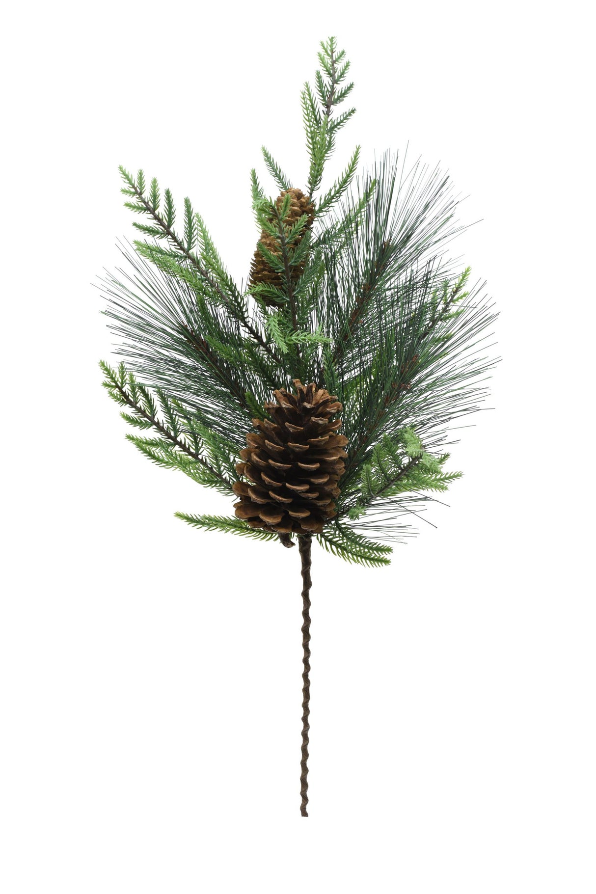 24" Green Pvc Scottish Pine Spray with Pinecones