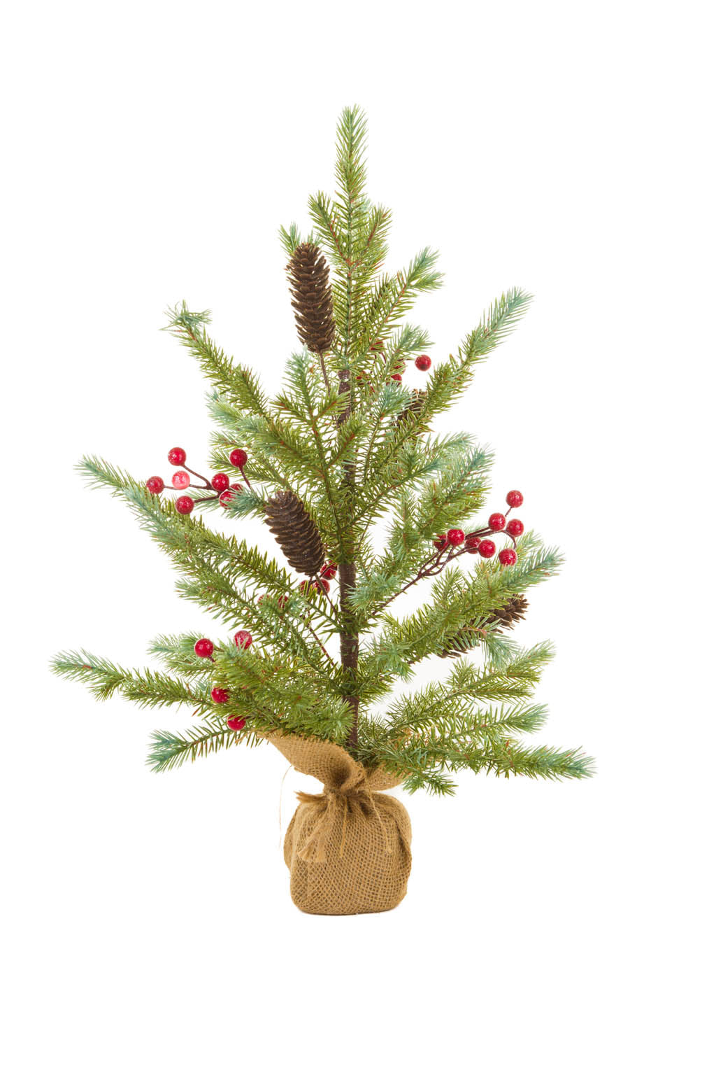 23.5"Green Pvc Christmas Tree with Berries and Pinecones