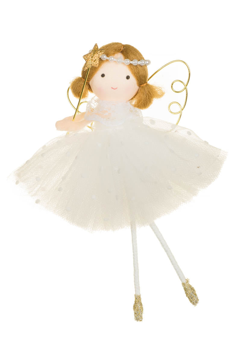 5.5" Hanging White Fabric Fairy Ballerina Girl Doll