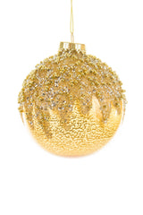 4.25" Hangable Gold and Silver Glass Festive Ball Ornament