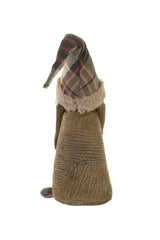 10.5" Brown and Beige Cloth Slim Gnome with Sack
