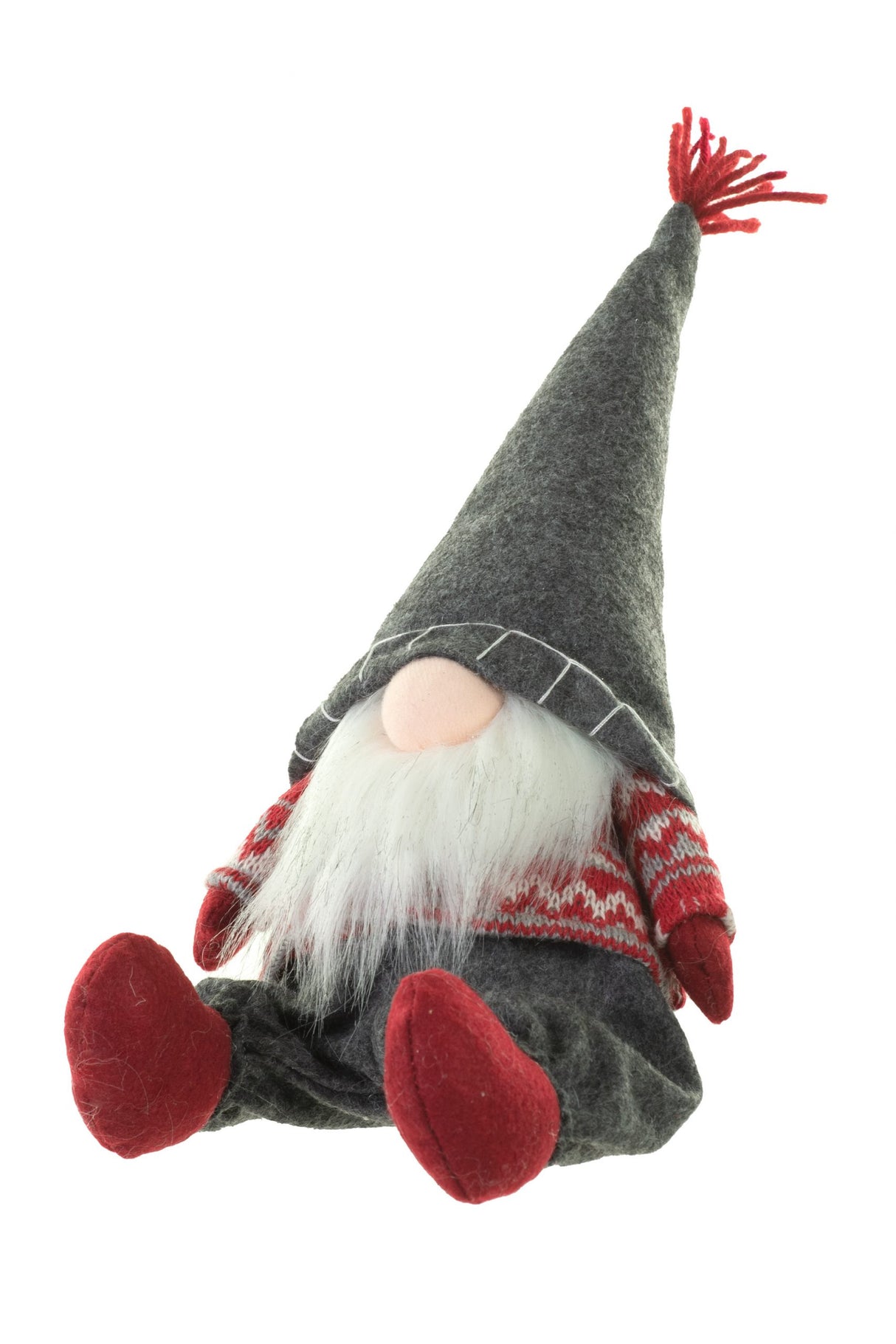 17" Sitting Gray Cloth Gnome with Silly Hat