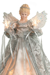 12" White and Silver Cloth Vintage 10-Light Angel Tree Topper