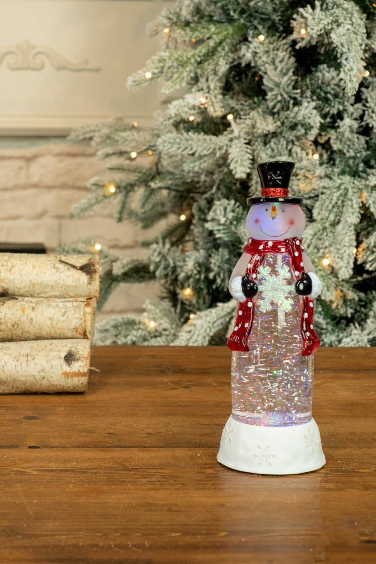11" White Snowman LED Snow Globe