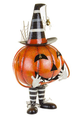28" Orange and Black Metal Bouncy Pumpkin Ornament