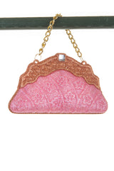 5"Hangable Pink and Bronze Acrylic Purse Ornament with Gold Chain