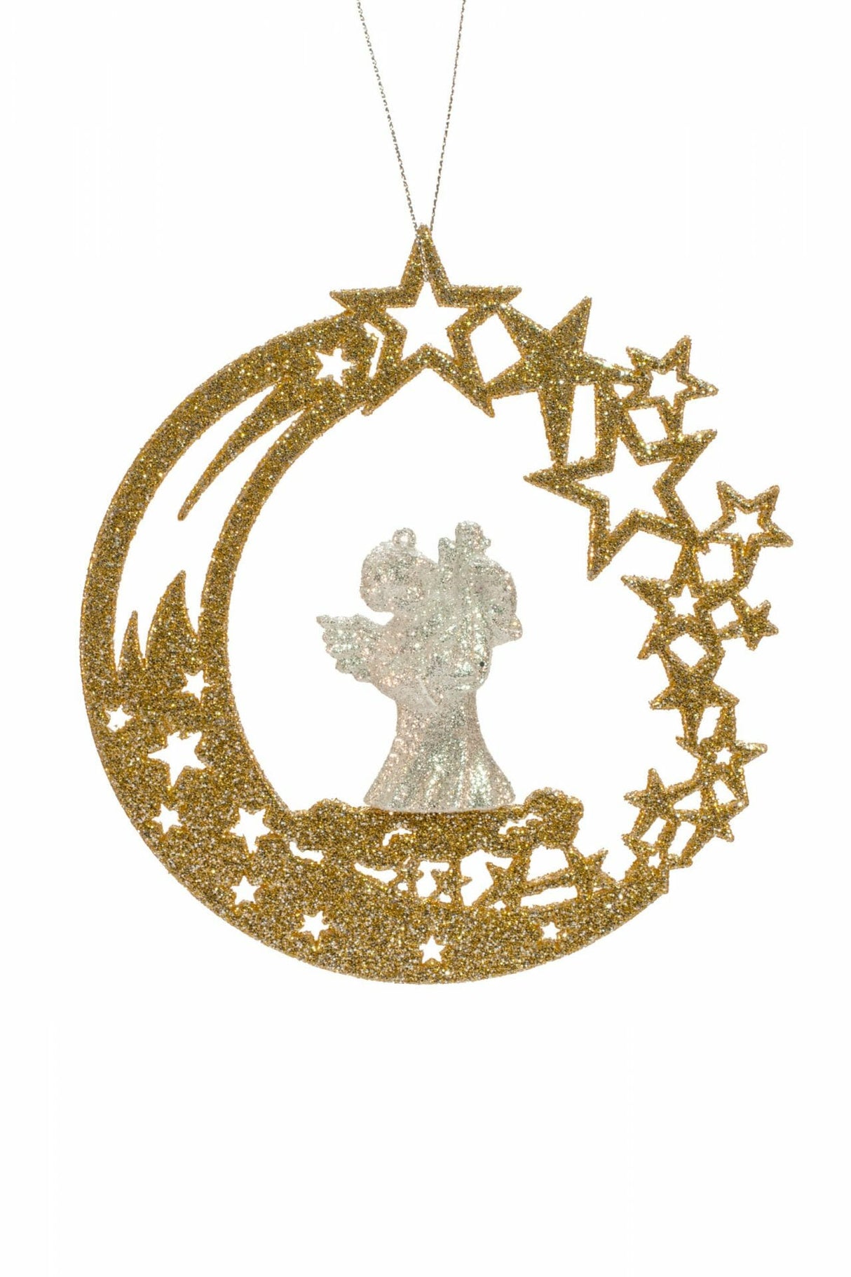 Hanging Gold Glittered Star Wreath Ornament
