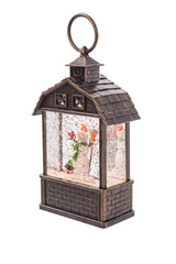 5.5" Mini Brown Plastic Barn-Style LED Snow Globe with Snowman