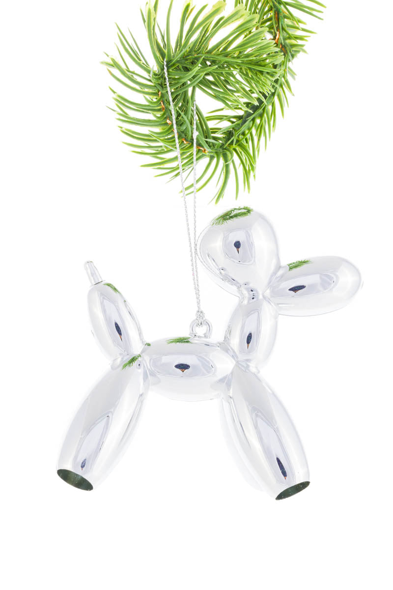 4" Hanging Metallic Silver Acrylic Balloon Animal Ornament
