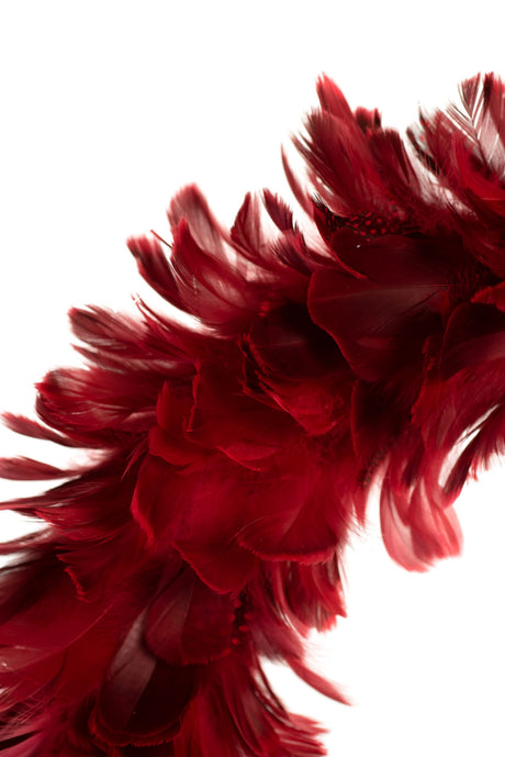 22" Hanging Burgundy Feather Wreath