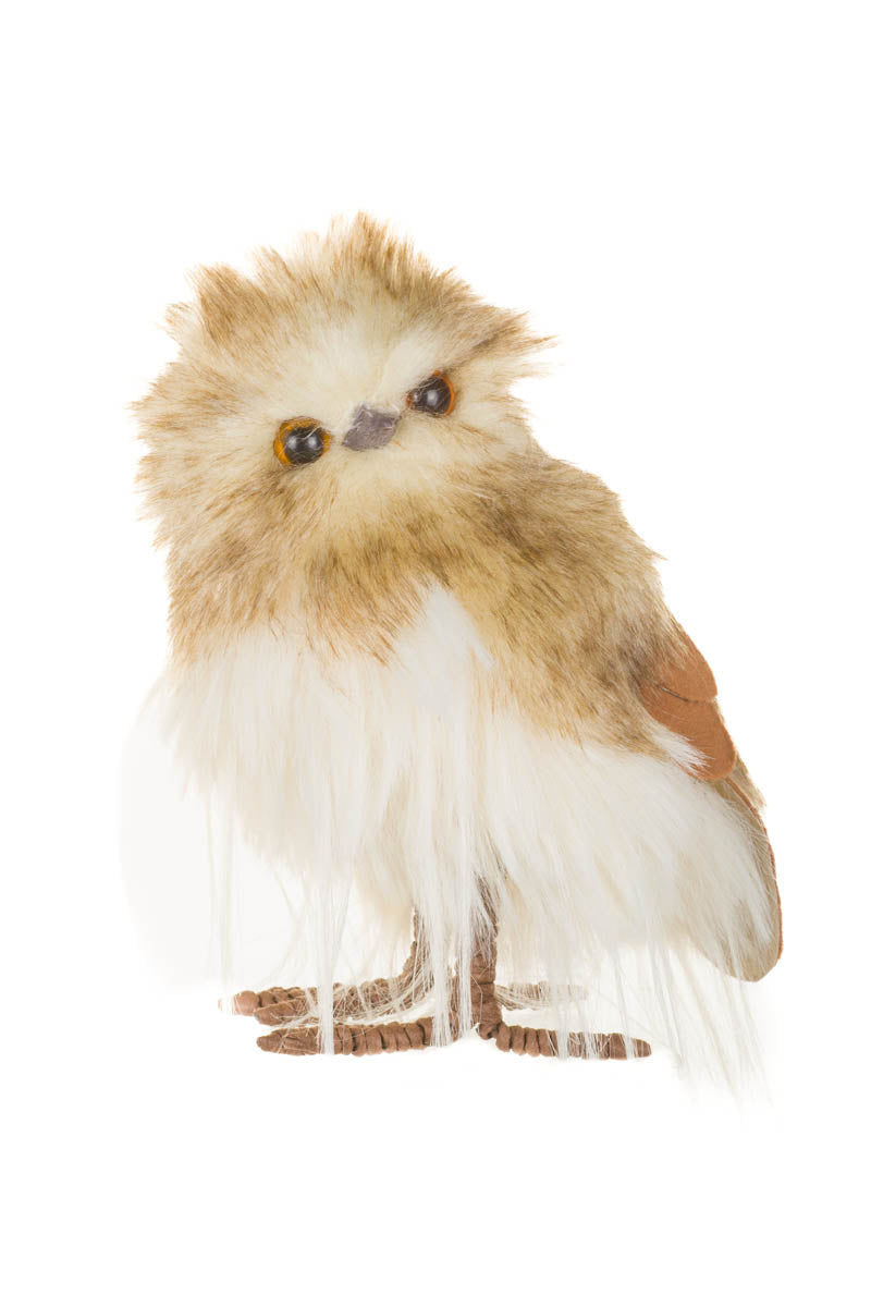 6.5" Brown and White Foam Great Horned Owl Chick Figurine