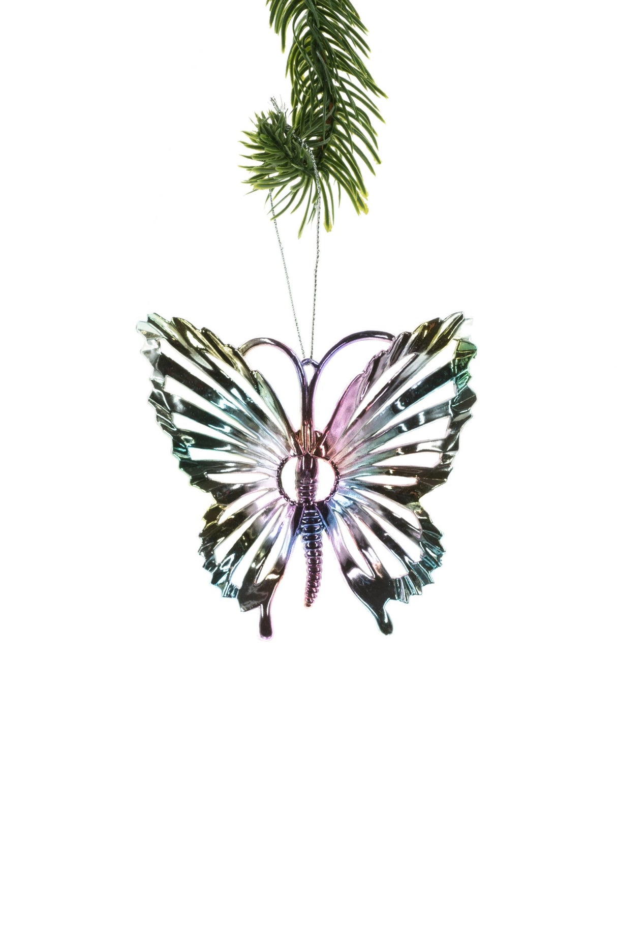 4.25" Hanging Rainbow and Pastel Butterfly Ornament