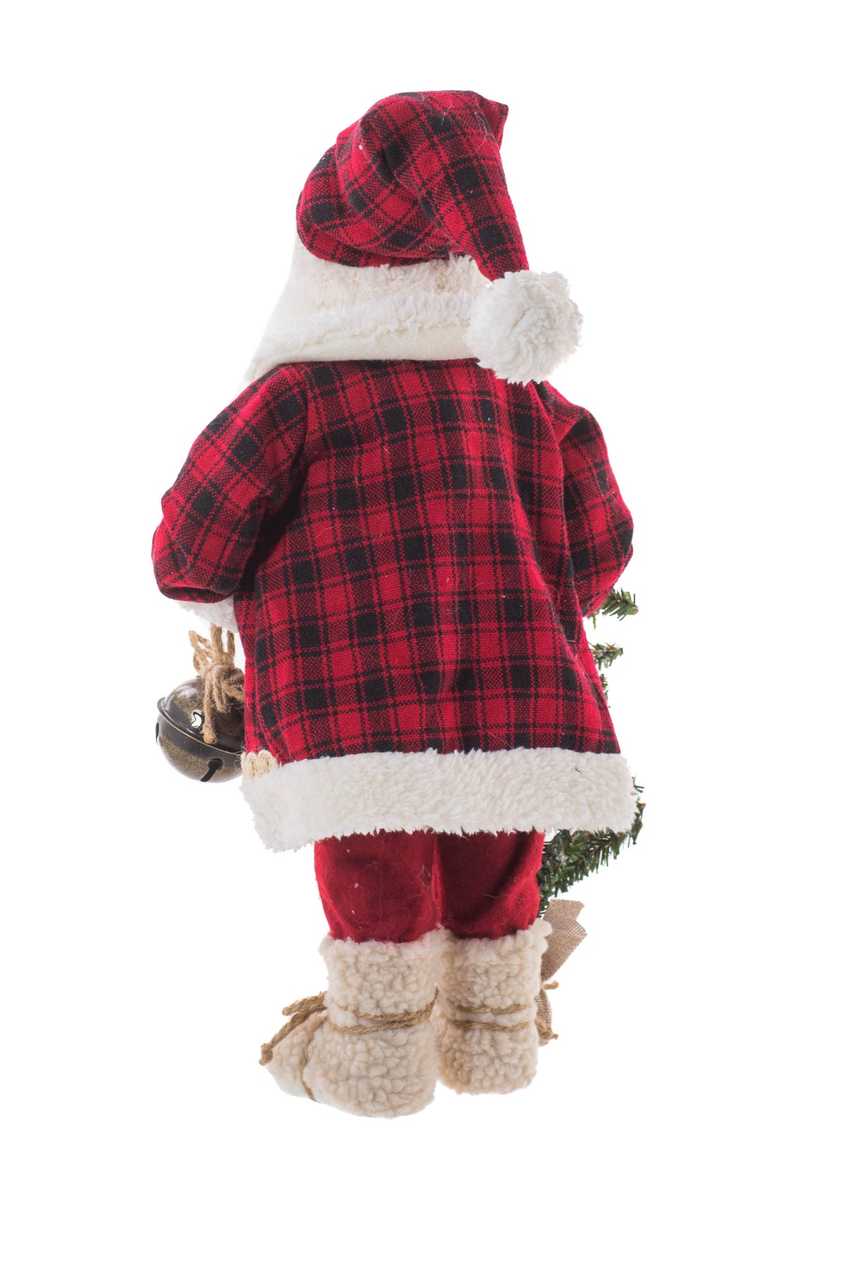 19" Red and Ivory Cloth Santa Figurine with Furry Boots