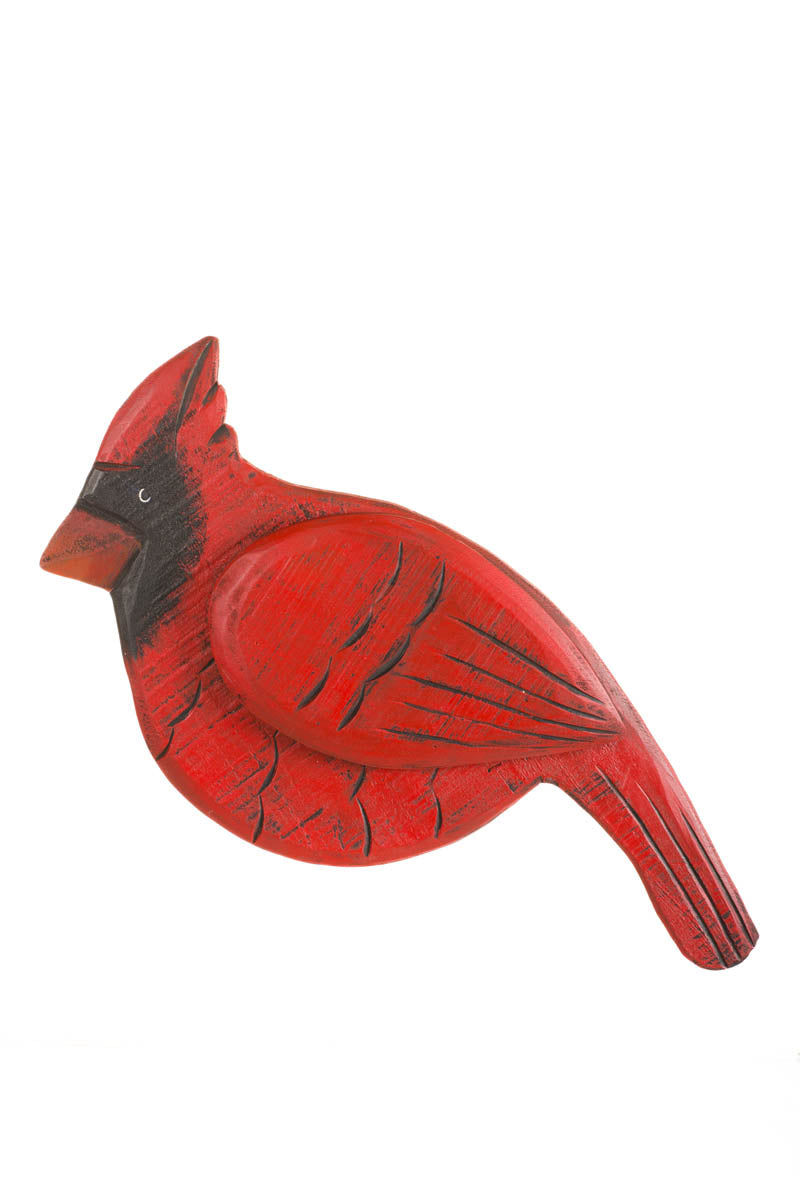 22" Red and Black Wooden Cardinal Wall Ornament
