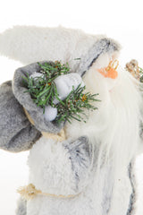 12" White and Gray Cloth Festive Santa Figurine with Snowshoes