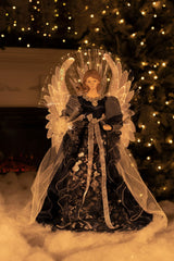 18" Blue Cloth Large Modern Fiber Optic Angel Tree Topper